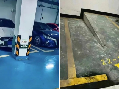 Man in China selling parking spot for cheap, it’s wedged between wall & structural column