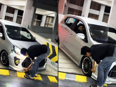 Axia’s lowered bumper scrapes the ground, sparks laughter and advice in viral incident