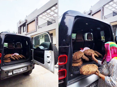 Rs 1.5 Crore Land Rover Defender Used To Transport Cow Dung Cakes