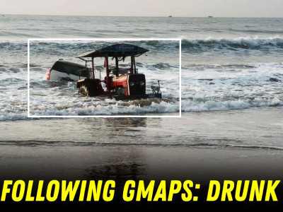 Drunk Man 'Following Google Maps' Drives Mahindra XUV500 Into Sea: Rescued By Fishermen [Video]